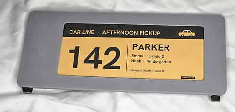 The Classic car line card holder in gray, with a yellow sample pickup card in the window.